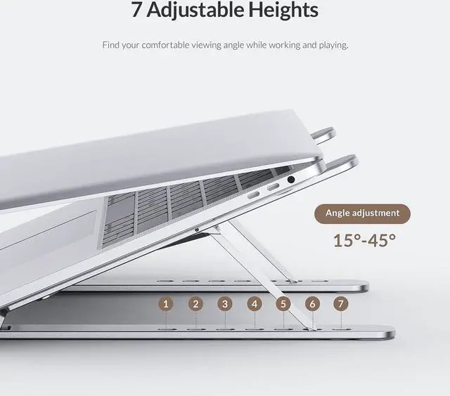 Alt view image 6 of 7 - ORICO Laptop Stand, Adjustable Laptop Stand for Desk, Aluminum Notebook Stand Foldable Computer Stand 7 Angles for MacBook Tablets