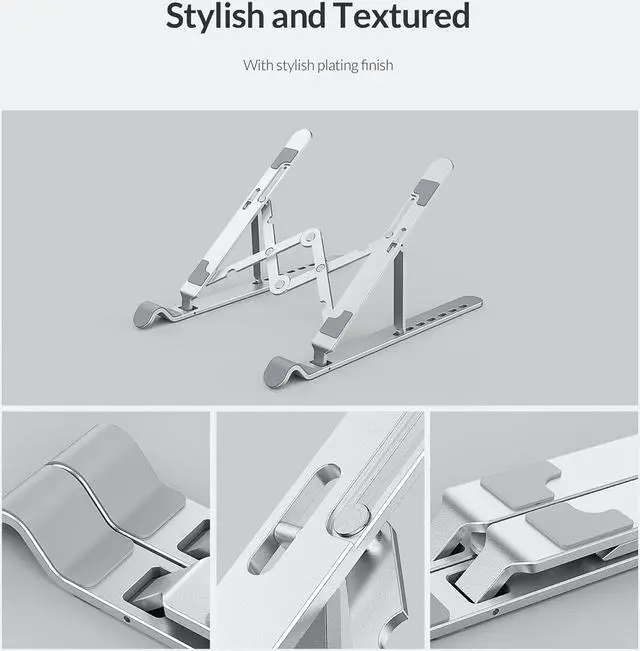 Alt view image 3 of 7 - ORICO Laptop Stand, Adjustable Laptop Stand for Desk, Aluminum Notebook Stand Foldable Computer Stand 7 Angles for MacBook Tablets