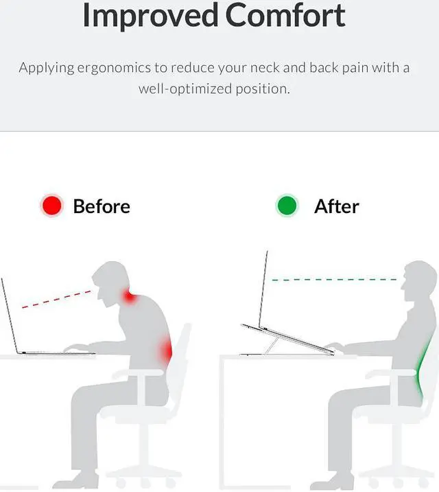 Alt view image 4 of 7 - Aluminum Laptop Stand for Desk Adjustable Height Angle Swivel Laptop Riser, ORICO Foldable Computer Stands Portable Laptop Holder,  7 Angles for 10-17 Inch Laptops/MacBook