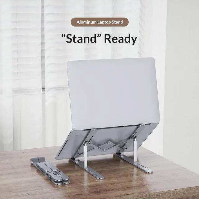 Alt view image 4 of 7 - ORICO Laptop Stand, Adjustable Laptop Stand for Desk, Aluminum Notebook Stand Foldable Computer Stand 7 Angles for MacBook Tablets