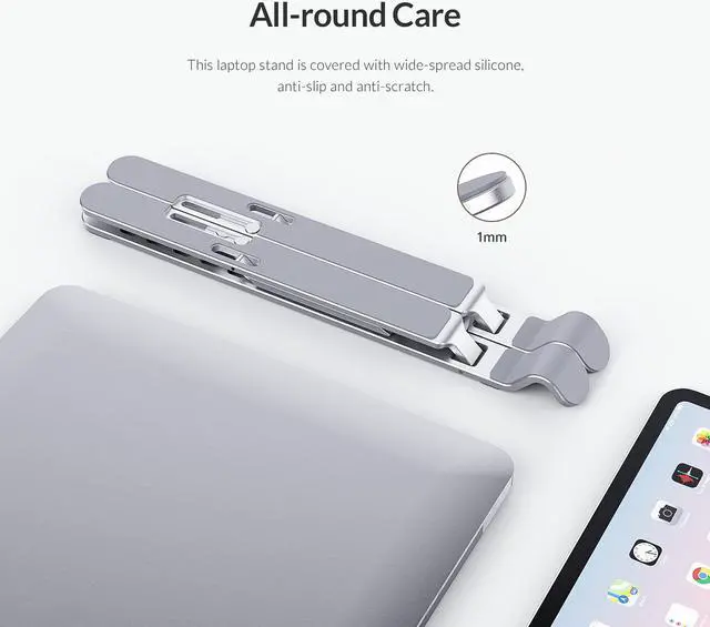 Alt view image 6 of 7 - Aluminum Laptop Stand for Desk Adjustable Height Angle Swivel Laptop Riser, ORICO Foldable Computer Stands Portable Laptop Holder,  7 Angles for 10-17 Inch Laptops/MacBook