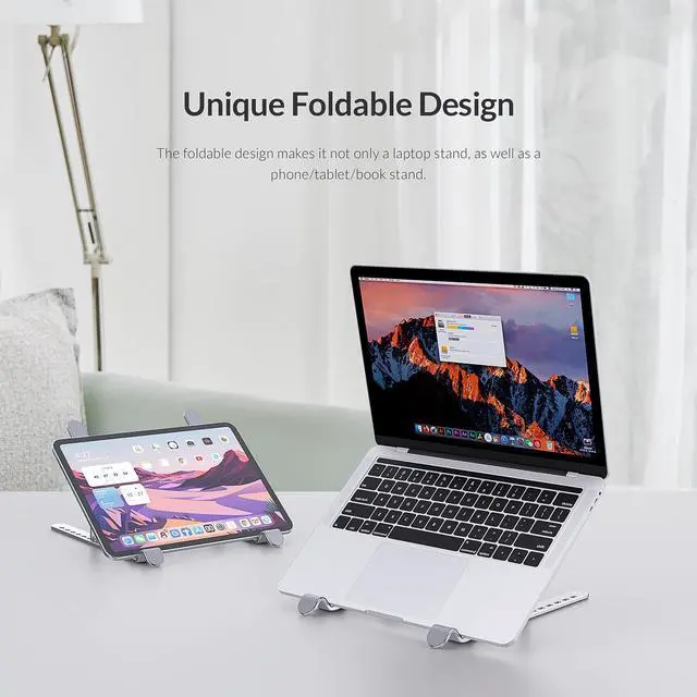 Alt view image 5 of 7 - ORICO Laptop Stand, Adjustable Laptop Stand for Desk, Aluminum Notebook Stand Foldable Computer Stand 7 Angles for MacBook Tablets