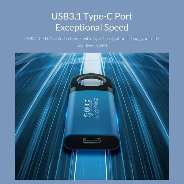Alt view image 4 of 7 - ORICO 256GB Extreme Portable External M.2 Nvme SSD Mini External Solid State Drive with NVMe Interface USB C 3.1 10Gbps Solid State Drive (GV100 Gray)