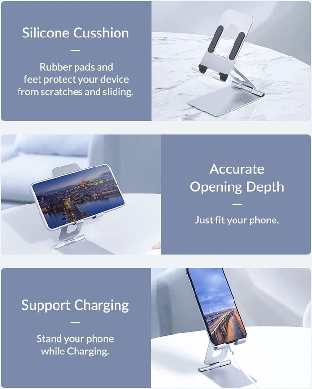 Alt view image 7 of 7 - ORICO Mobile Phone Holder Adjustable Holder Stand for iPhone Samsung Metal Foldable Table Stand Desk
