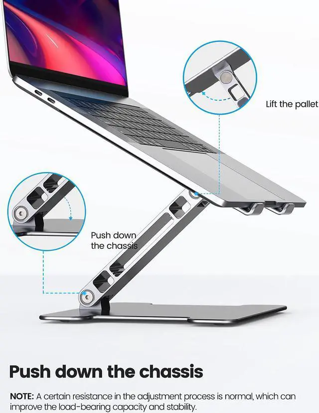 Alt view image 2 of 6 - ORICO Laptop Riser Adjustable Height,Ergonomic Computer Stand for Desk, Portable Laptop Stand Compatible with 10-15.3" Notebook PC Computer,Aluminum Silver
