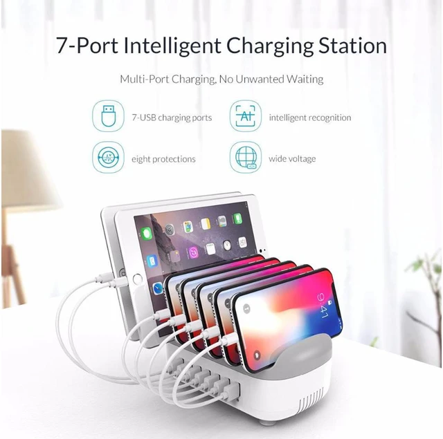 Alt view image 2 of 7 - ORICO 7 Ports USB Charger Station Dock with Holder USB Charger 70W 5V2.4A*7 USB Charging(DUK-7P)