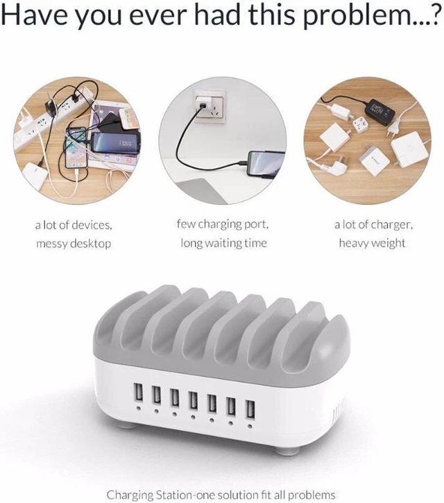 Alt view image 3 of 7 - ORICO 7 Ports USB Charger Station Dock with Holder USB Charger 70W 5V2.4A*7 USB Charging(DUK-7P)