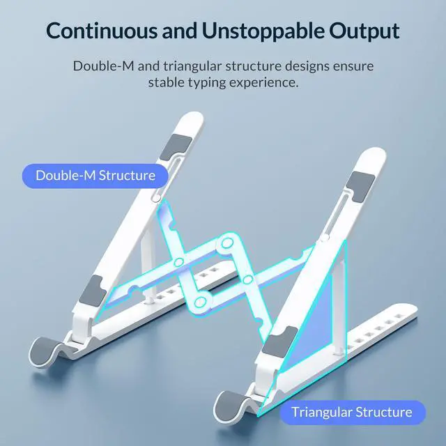 Alt view image 4 of 7 - ORICO Plastic Laptop Stand Holder Riser Computer Tablet Stand, 7 Angles Adjustable Ergonomic Foldable Portable Desktop Holder Compatible with MacBook,iPad, Dell, Lenovo 10-15.6”