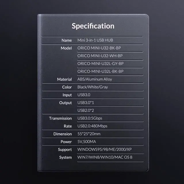 Alt view image 6 of 7 - ORICO Aluminum Alloy USB 3.0 HUB, Plug and Play,  USB Splitter 3 in 1 HUB, 2 x USB2.0 Ports and USB 3.0 Port Design for Notebook Wireless Laptop Extender PC Computer and More Laptop Accessories