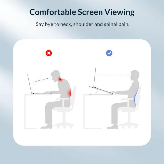 Alt view image 3 of 7 - POM Laptop Stand, ORICO Laptop Holder Riser Computer Tablet Stand, 7 Angles Adjustable Ergonomic Foldable Portable Desktop Holder Compatible with MacBook,iPad,  Lenovo 10-15.6”