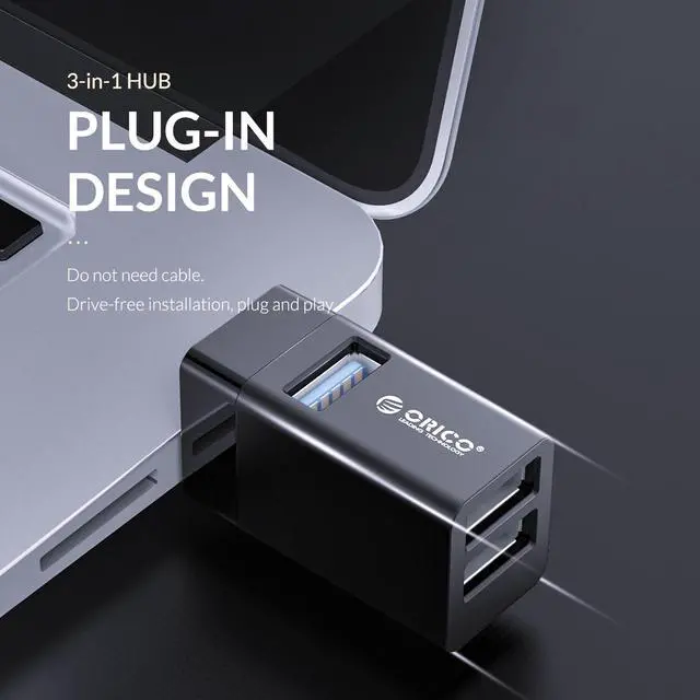 Alt view image 7 of 7 - ORICO Aluminum Alloy USB 3.0 HUB, Plug and Play,  USB Splitter 3 in 1 HUB, 2 x USB2.0 Ports and USB 3.0 Port Design for Notebook Wireless Laptop Extender PC Computer and More Laptop Accessories