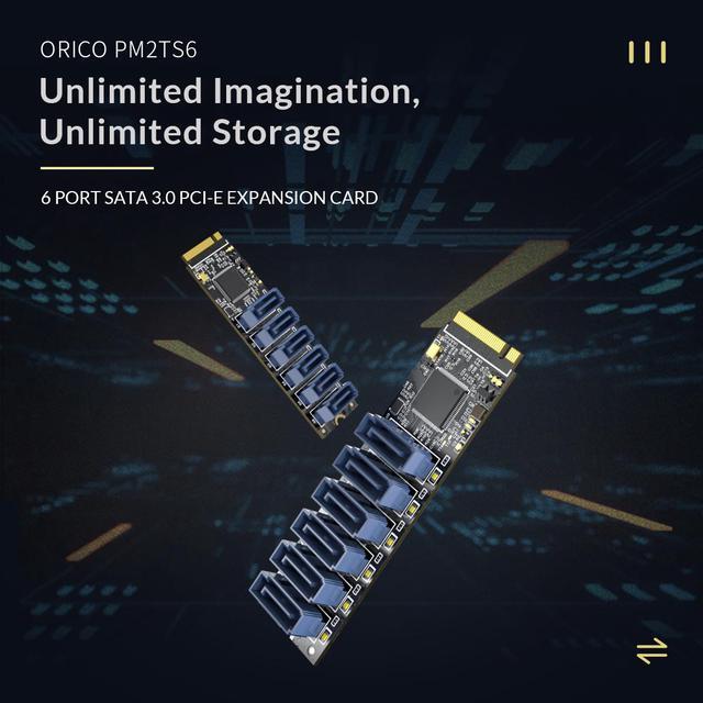 Alt view image 2 of 7 - ORICO M.2 PCIe M Key to 6 x SATA 6Gbps Adapter Card for Desktop PC Support RAID-PM2TS6
