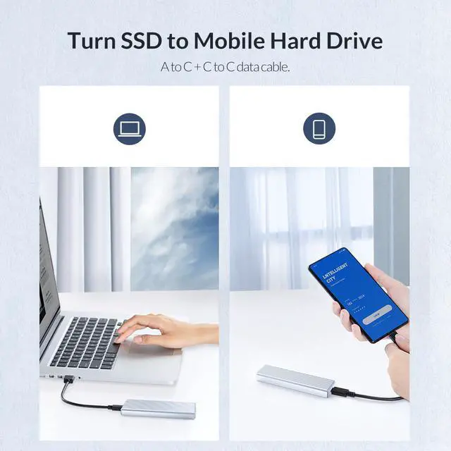 Alt view image 4 of 7 - ORICO M.2 NVMe SSD Case for PCIE M Key M+B Key SSD Disk USB 3.1 GEN 2 Aluminum Heatsink Enclosure 10Gbps Support Up to 2TB With Type C to C Cable
