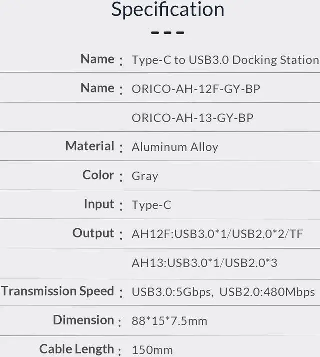 Alt view image 7 of 7 - Aluminum 4 Port USB C HUB, ORICO Type C to USB 3.0, 3x 2.0 Ultra Slim Portable Splitter HUB for MacBook Pro, iPad Pro, XPS, Pixelbook, and More