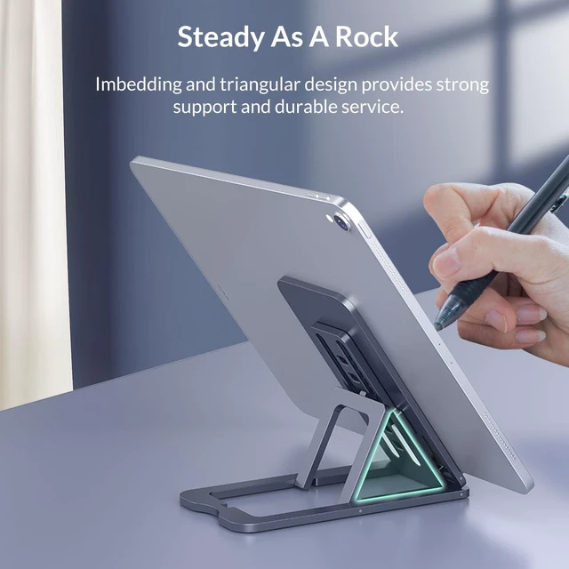 Alt view image 2 of 6 - ORICO Cell Phone Stand for Desk, Foldable Adjustable Angle Height Plastic Mobile Phone Tablet Stand Compatible with iPhone iPad Samsung Huawei - Black