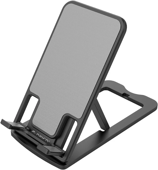 Main image of ORICO Cell Phone Stand for Desk, Foldable Adjustable Angle Height Plastic Mobile Phone Tablet Stand Compatible with iPhone iPad Samsung Huawei - Black