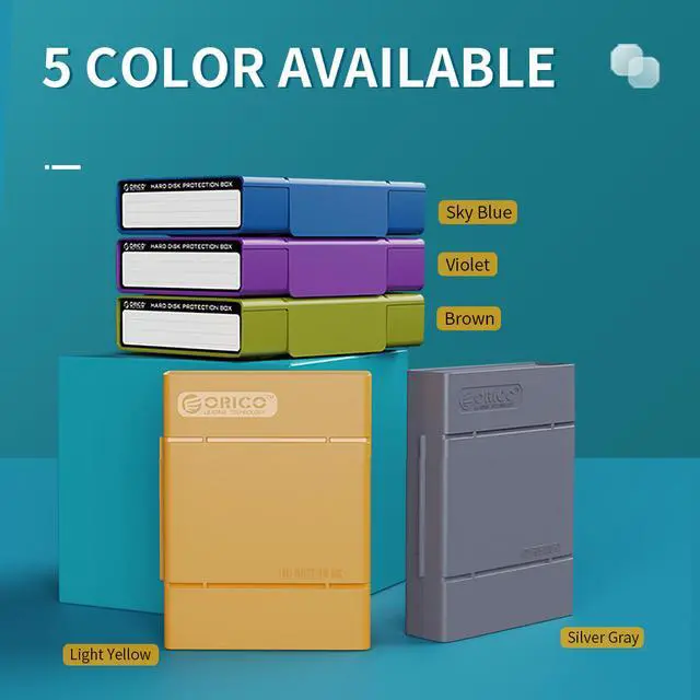 Alt view image 2 of 7 - [ 5 Pack ]ORICO 3.5-inch Hard Drive HDD Protection Box Case Storage Case for Hard Drive(HDD) or M.2 SDD, Anti-Static/Anti-Shake/Water Resistant/Dust Resistant