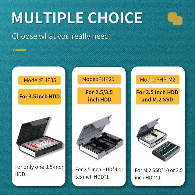 Alt view image 6 of 7 - [ 5 Pack ]ORICO 3.5-inch Hard Drive HDD Protection Box Case Storage Case for Hard Drive(HDD) or M.2 SSD, Anti-Static/Anti-Shake/Water Resistant/Dust Resistant -Gray