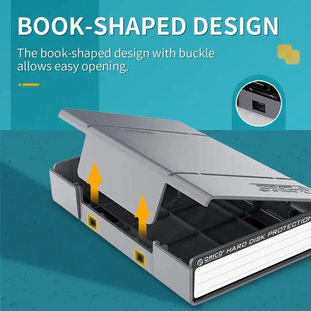 Alt view image 2 of 7 - [ 5 Pack ]ORICO 3.5-inch Hard Drive HDD Protection Box Case Storage Case for Hard Drive(HDD) or M.2 SSD, Anti-Static/Anti-Shake/Water Resistant/Dust Resistant -Gray