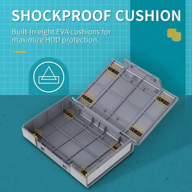 Alt view image 5 of 7 - [ 5 Pack ]ORICO 3.5-inch Hard Drive HDD Protection Box Case Storage Case for Hard Drive(HDD) or M.2 SSD, Anti-Static/Anti-Shake/Water Resistant/Dust Resistant -Gray