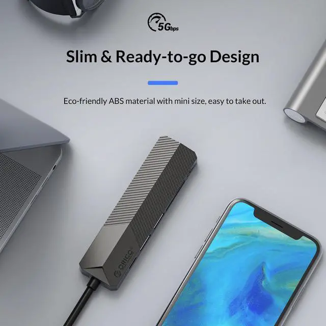 Alt view image 5 of 7 - USB C Hub, ORICO PowerExpand 6-in-1 USB C to HDMI-Compatible Adapter with 55W PD, USB 3.0, USB 2.0,SD/Micro SD Card Reader Compatible for MacBook Pro, iPad Pro, XPS, Pixelbook, and More