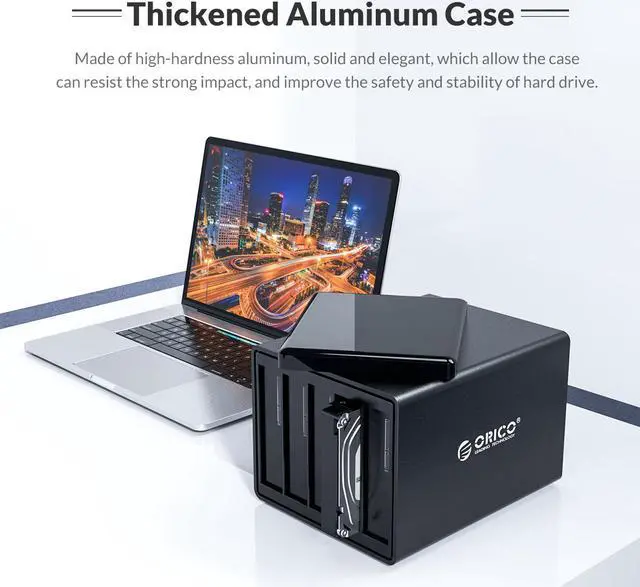 Alt view image 3 of 7 - ORICO 50TB USB-C Type-C 5-Bay 3.5" USB3.0 to SATAIII External Hard Drive HDD Dock Enclosure for 5 x 3.5 inch  HDD SSD Windows XP, Vista, 7, 8, 8.1, 10, Mac OS and Linux Compatibility-Black