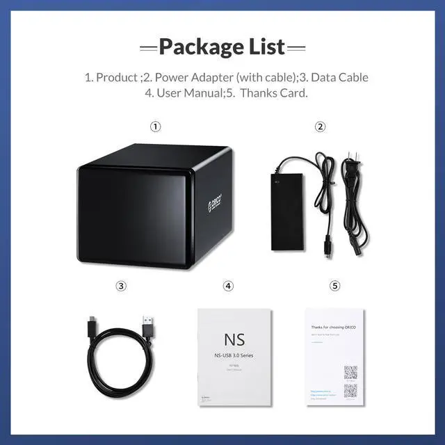 Alt view image 7 of 7 - ORICO 50TB USB-C Type-C 5-Bay 3.5" USB3.0 to SATAIII External Hard Drive HDD Dock Enclosure for 5 x 3.5 inch  HDD SSD Windows XP, Vista, 7, 8, 8.1, 10, Mac OS and Linux Compatibility-Black
