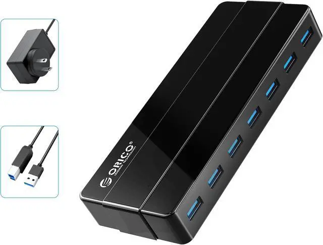 Main image of ORICO USB 3.0 Hub 7-Port Powered USB3.0 HUB High-Speed Data Transfer with Premium 12V Power Adapter LED Indicator for Windows, Mac OS, Linux, USB Flash Storage and Other Devices