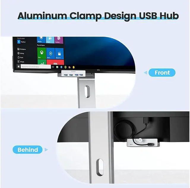 Alt view image 5 of 7 - ORICO Powered USB Hub With 4 USB 3.0 Ports, Compact Space-Saving Mountable with Extra Power Supply Port and 4.92ft USB Data Cable, Ultra-Portable USB Expander for MacBook Air/Laptop/PC-Aluminum