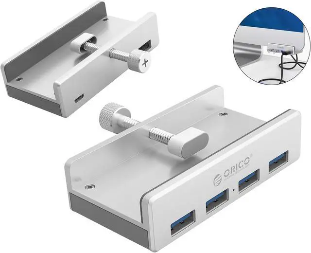 Alt view image 2 of 7 - ORICO Powered USB Hub With 4 USB 3.0 Ports, Compact Space-Saving Mountable with Extra Power Supply Port and 4.92ft USB Data Cable, Ultra-Portable USB Expander for MacBook Air/Laptop/PC-Aluminum