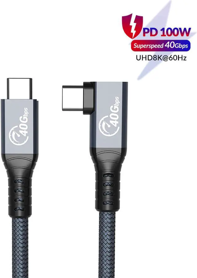 Main image of ORICO Cable Compatible with Thunderbolt 4 Right Angle 2.62FT, 40Gbps USB C to USB C Cable with 100W Charging/Display 8K@ 60Hz for MacBooks, iPad Pro, Thunderbolt 4/3 Hub and USB-C Device