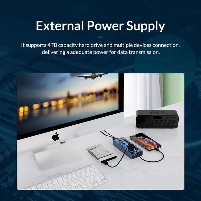 Alt view image 3 of 7 - ORICO USB Hub 3.0 Powered 13 Ports USB Data Hub with 12V5A Power Adapter, Individual Power Switches, and LEDs, USB Extension for iMac Pro, MacBook Air/Mini, PS4, Surface Pro, Notebook PC, Laptop