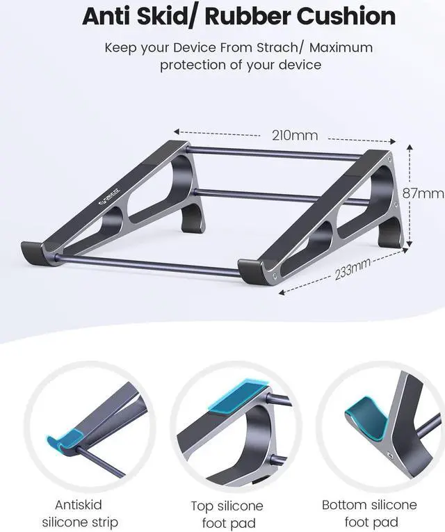 Alt view image 7 of 7 - Laptop Stand for Desk ORICO 3 in 1 MacBook Vertical Holder, Aluminum Stable Computer Riser for 11-15" Laptop, Tablets, Chromebook Stand