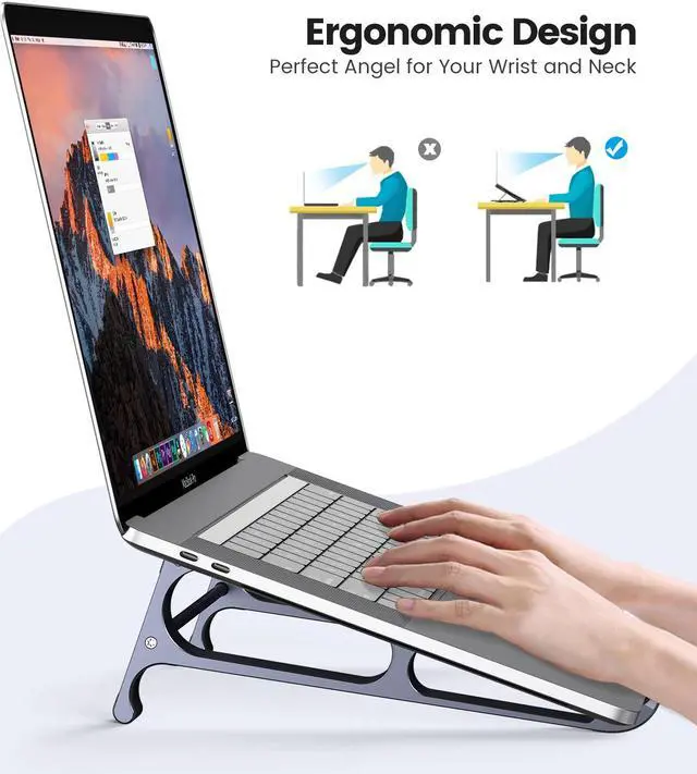 Alt view image 2 of 7 - Laptop Stand for Desk ORICO 3 in 1 MacBook Vertical Holder, Aluminum Stable Computer Riser for 11-15" Laptop, Tablets, Chromebook Stand