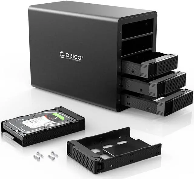 Alt view image 7 of 7 - ORICO 5 Bay Hard Drive Enclosure Full Aluminum Type-C USB 3.1 Gen2 (10Gbp/s)  2.5/3.5 inch HDD SSD for Enterprise Class Data Storage, Support Daisy Chain 3559C3