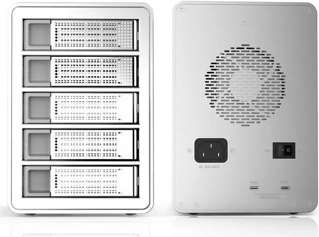 Alt view image 2 of 7 - ORICO 5 Bay Hard Drive Enclosure Full Aluminum Type-C USB 3.1 Gen2 (10Gbp/s) 2.5/3.5 inch HDD SSD for Enterprise Class Data Storage, Support Daisy Chain - 3559C3, Silver