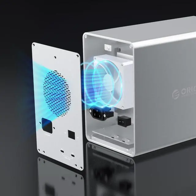 Alt view image 6 of 7 - ORICO 5 Bay Hard Drive Enclosure Full Aluminum Type-C USB 3.1 Gen2 (10Gbp/s) 2.5/3.5 inch HDD SSD for Enterprise Class Data Storage, Support Daisy Chain - 3559C3, Silver