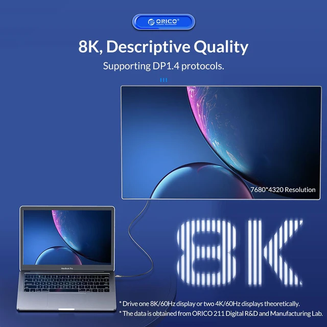 Alt view image 4 of 7 - IF Certified ORICO USB4 to USB C Cable 40Gbps Transfer 1ft/30cm, 100W PD, USB C to USB C Cable Compitable with Thunderbolt 3 Thunderbolt 4 Cable Support 8K@60Hz(Dual 4K@ 60Hz) for MacBook, DELL
