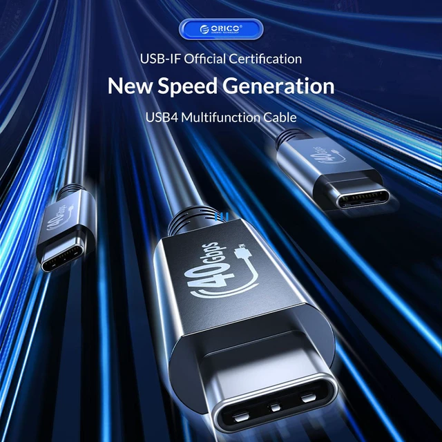 Alt view image 2 of 7 - IF Certified ORICO USB4 to USB C Cable 40Gbps Transfer 1ft/30cm, 100W PD, USB C to USB C Cable Compitable with Thunderbolt 3 Thunderbolt 4 Cable Support 8K@60Hz(Dual 4K@ 60Hz) for MacBook, DELL