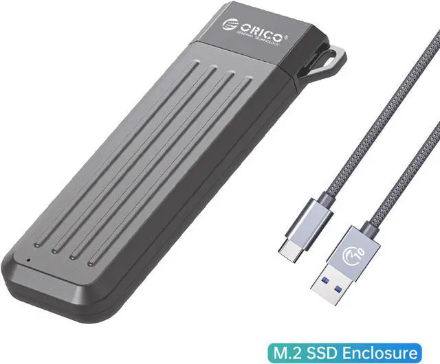 Main image of ORICO M2 SSD Case USB Type C SSD Enclosure M.2 SATA NGFF 6Gbps Solid State Drive Case Gray With A to C Cable