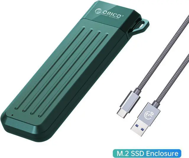 Main image of ORICO M2 SSD Case USB Type C SSD Enclosure M.2 SATA NGFF 6Gbps Solid State Drive Case Green With A to C Cable