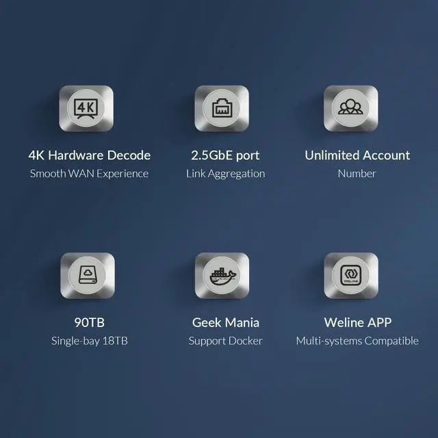 Alt view image 7 of 7 - ORICO NAS Server 2 Bay Private Cloud Storage Server for Home/Office Intel Dual Core 2.6GHz Plex Media Server Network Storage