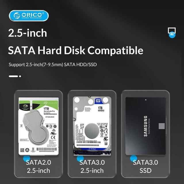 Alt view image 5 of 7 - ORICO SATA to USB 3.1 Hard Drive Enclosure with Upgrade Braided USB C Cable, Portable 2.5inch External Hard Drive Case Support UASP for 2.5'' SSD/HDD for Laptop, PS4, Xbox,Router,Gray - M25C3