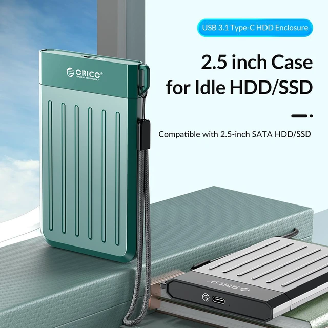 Alt view image 2 of 7 - ORICO SATA to USB 3.1 Hard Drive Enclosure with Upgrade Braided USB C Cable, Portable 2.5inch External Hard Drive Case Support UASP for 2.5'' SSD/HDD for Laptop, PS4, Xbox,Router,Gray - M25C3