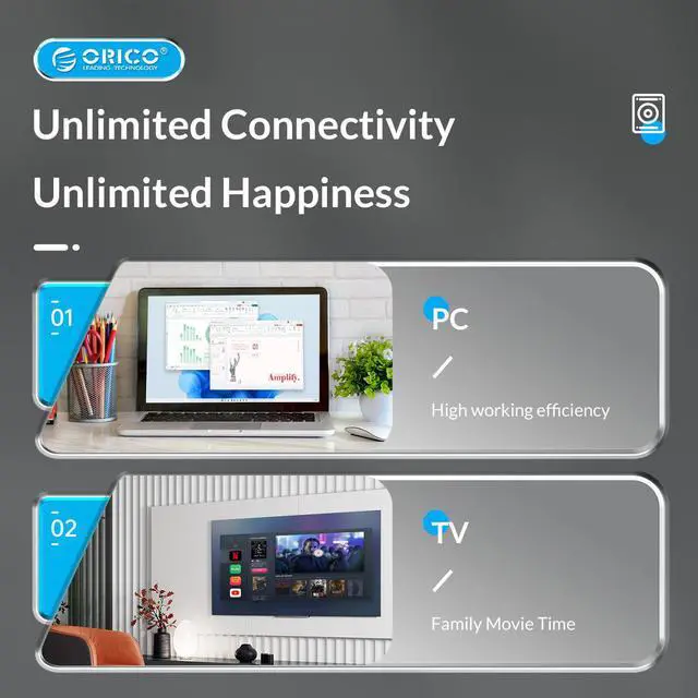 Alt view image 3 of 7 - ORICO USB3.0 Micro-B to SATA3.0 Hard Drive Enclosure, Portable 2.5inch External Hard Drive Case Support UASP for 2.5'' SSD/HDD for Laptop, PS4, Xbox,Router,Green - M25U3