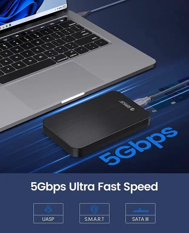 Alt view image 3 of 7 - ORICO 2.5-Inch Hard Drive Enclosure USB 3.0 to SATA for 2.5 HDD or SSD 7mm 9.5 mm External HDD Enclosure Up to 6TB with UASP Tool-Free for Office-HM25U3