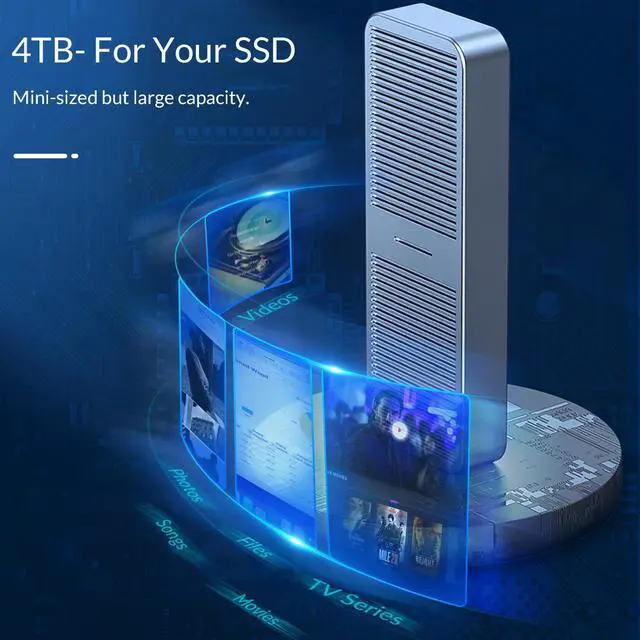 Alt view image 5 of 7 - ORICO Aluminum M.2 NVMe SSD Enclosure USB C to M.2 SSD Enclosure Reader 10Gbps to NVMe M-Key External M2 Adapter Support UASP TRIM - Gray