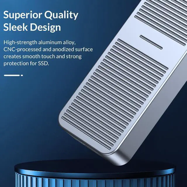 Alt view image 4 of 7 - ORICO Aluminum M.2 NVMe SSD Enclosure USB C to M.2 SSD Enclosure Reader 10Gbps to NVMe M-Key External M2 Adapter Support UASP TRIM - Gray