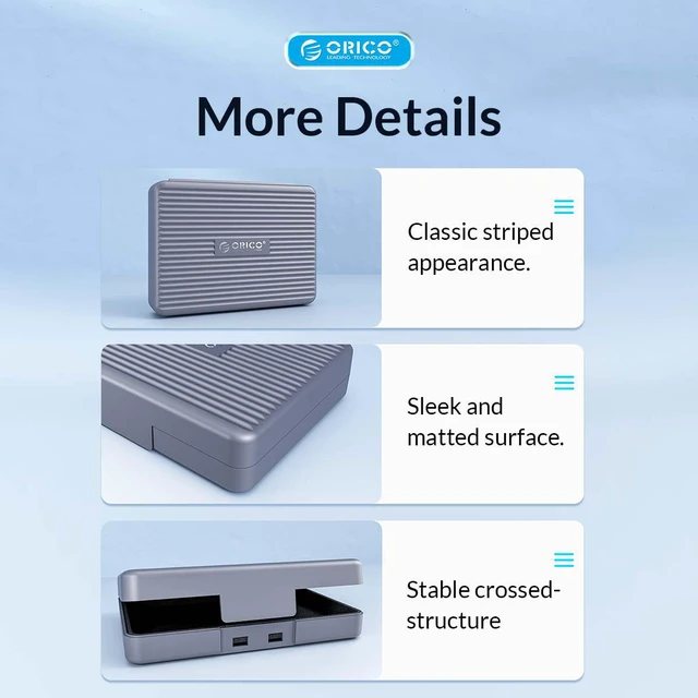 Alt view image 6 of 7 - ORICO 3.5 inch HDD Protection Box Case Storage Case PP+EVA Material Anti-Static/Anti-Shake/Water Resistant/Dust Resistant - 1 Pack Gray