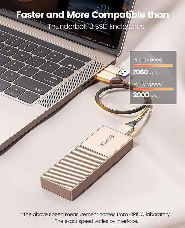 Alt view image 3 of 7 - Orico USB 3.2 Gen2X2 20Gbps for M.2 NVMe SSDs Aluminum External Case - Rose Gold